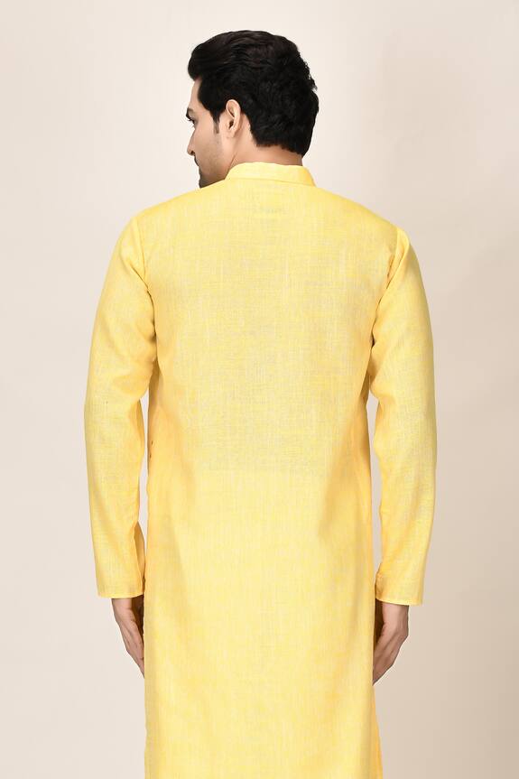 Aryavir Malhotra Yellow Cotton Linen Short Kurta 2