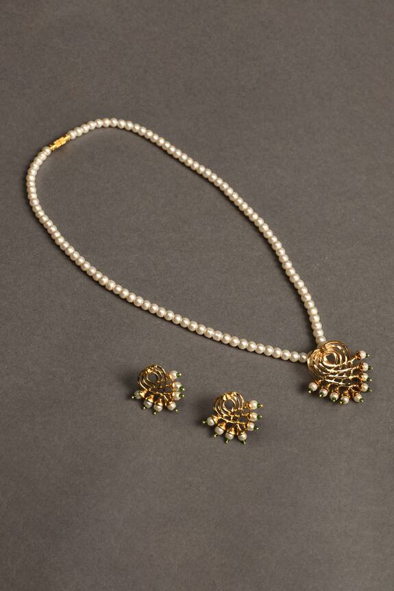 Nayaab by Aleezeh Bead Pendant Necklace Jewellery Set 2