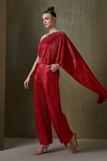 Red Shimmer Jumpsuit