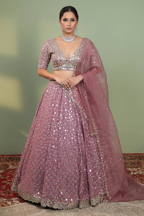 Neha Khullar Pink Raw Silk Embroidered Lehenga Set 1