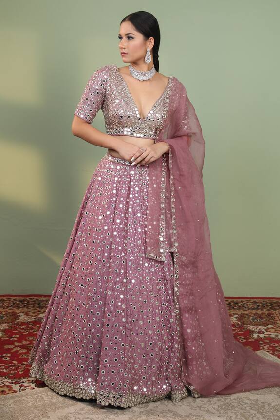 Neha Khullar Pink Raw Silk Embroidered Lehenga Set 4