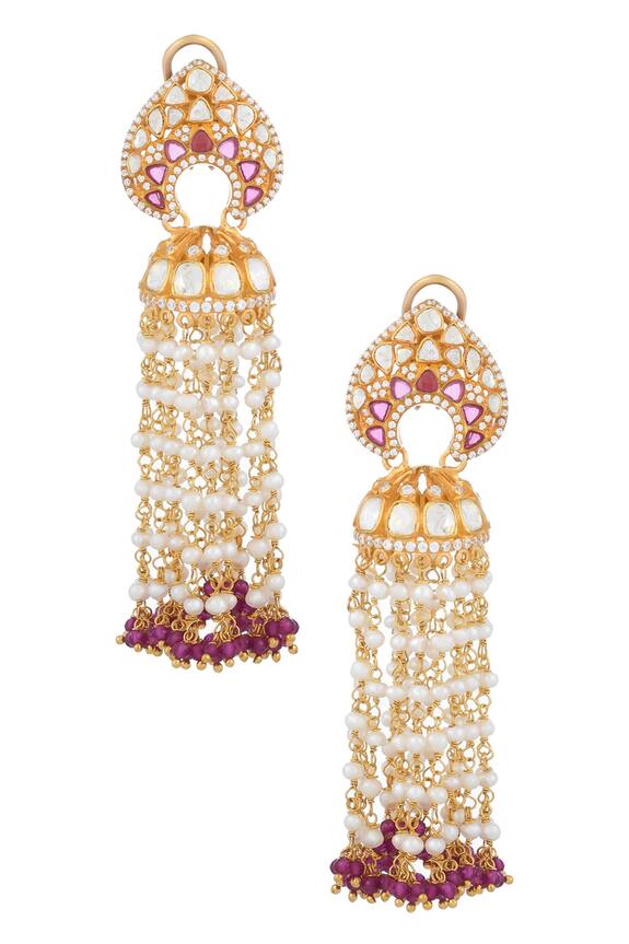 Zeeya Luxury Jewellery Kundan Studded Long Jhumka Earrings 2