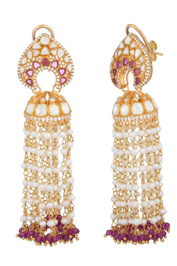 Zeeya Luxury Jewellery Kundan Studded Long Jhumka Earrings 5