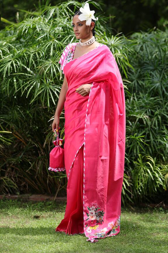 Nikasha Pink Chanderi Saree With Blouse 3