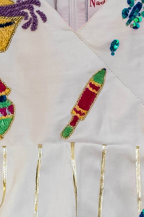 Nadaan Parindey White Embroidered Kurta And Dhoti Pant Set For Girls 3