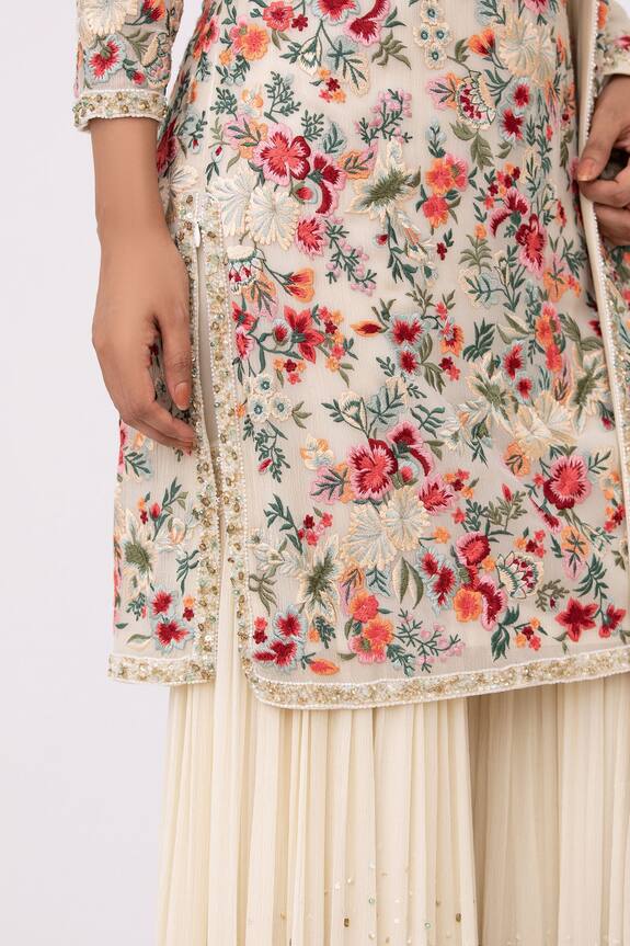 Buy Nakul Sen White Chiffon Embroidered Kurta Sharara Set Online Aza Fashions