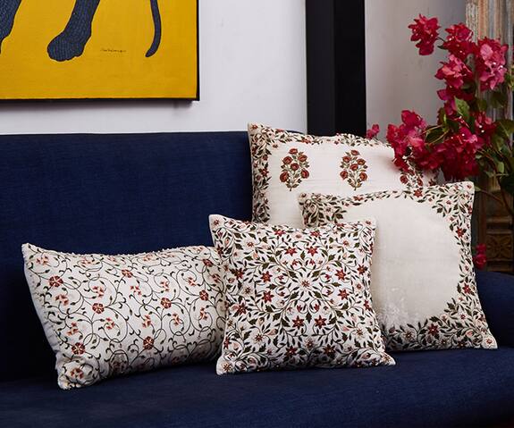 Nakul Sen Linen Cushion Cover With Filler (single Pc) 0