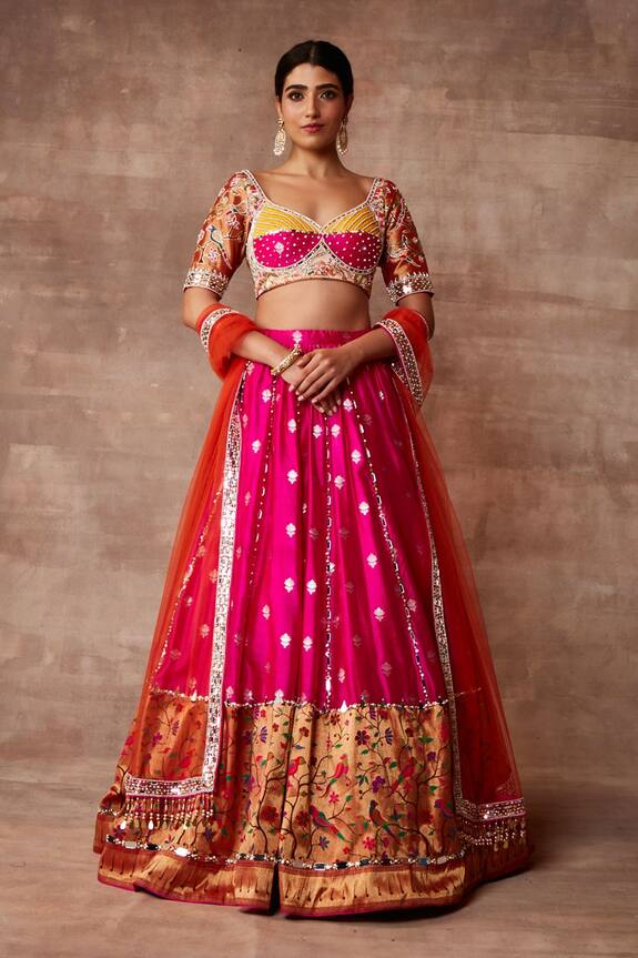Neeta Lulla Pink Ena Banarasi Silk Lehenga Set 1