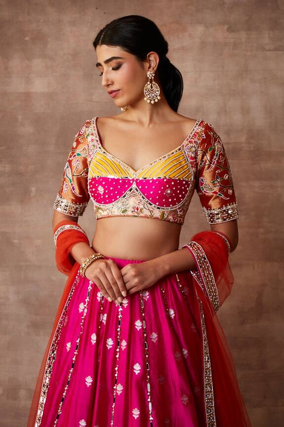 Neeta Lulla Pink Ena Banarasi Silk Lehenga Set 4
