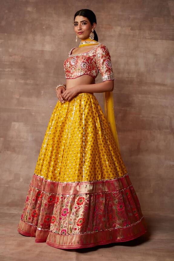 Neeta Lulla Yellow Elakshi Banarasi Silk Lehenga Set 3