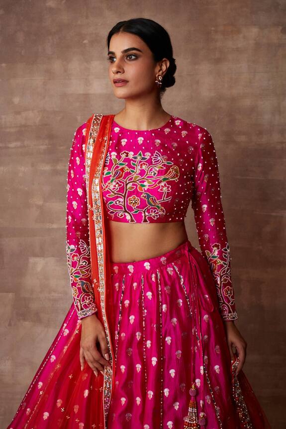 Neeta Lulla Pink Enakshi Banarasi Silk Lehenga Set 5