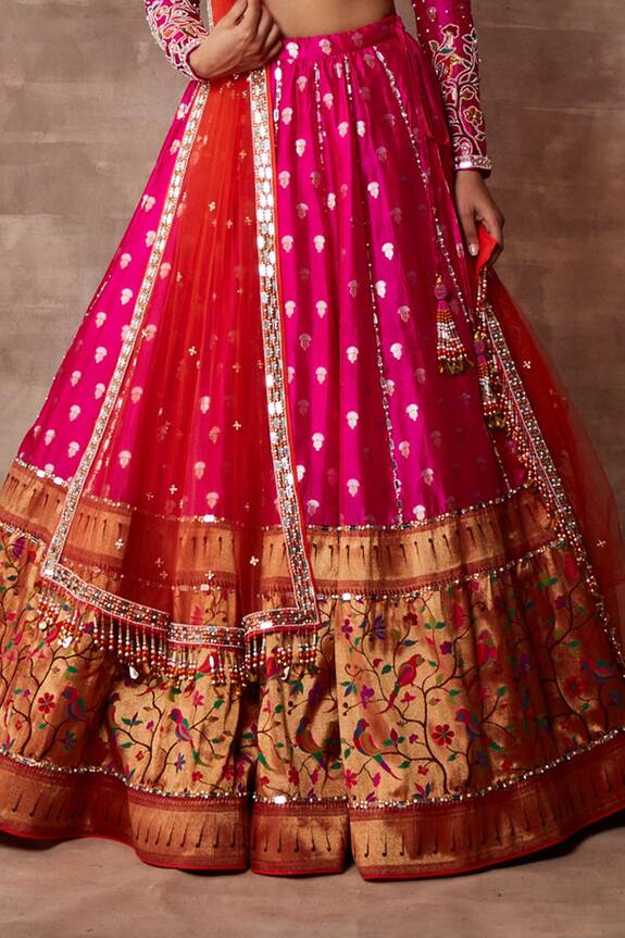Neeta Lulla Pink Enakshi Banarasi Silk Lehenga Set 6