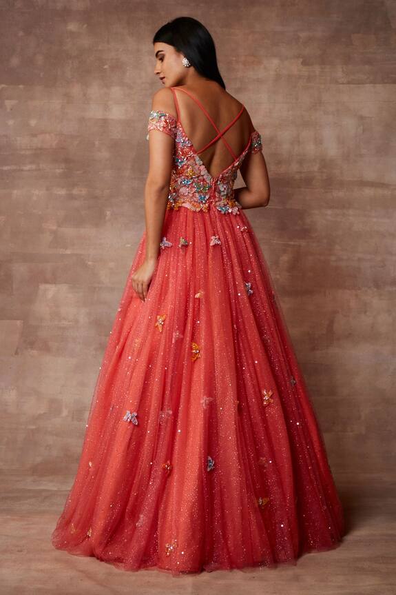 Neeta Lulla Orange Tulle Winged Bliss Embroidered Gown 2