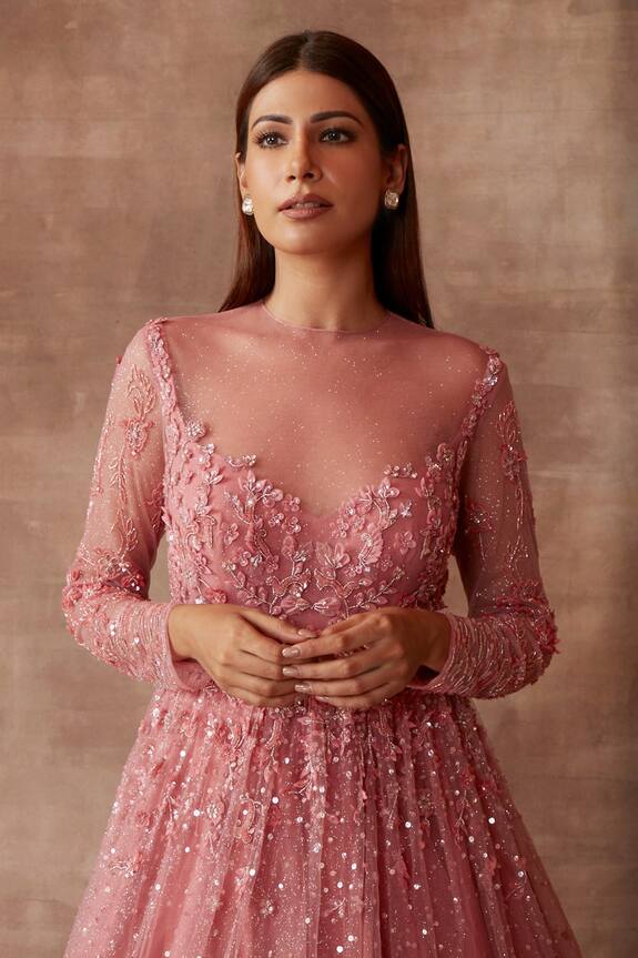 Neeta Lulla Pink Tulle Aurora Sequin Embroidered Gown 3