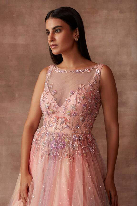 Neeta Lulla Peach Tulle Ariel Embellished Gown 4