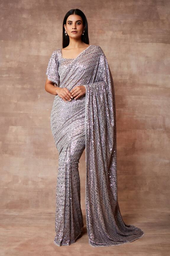 Neeta Lulla Grey Tulle Starlight Sequin Embellished Saree With Blouse 1