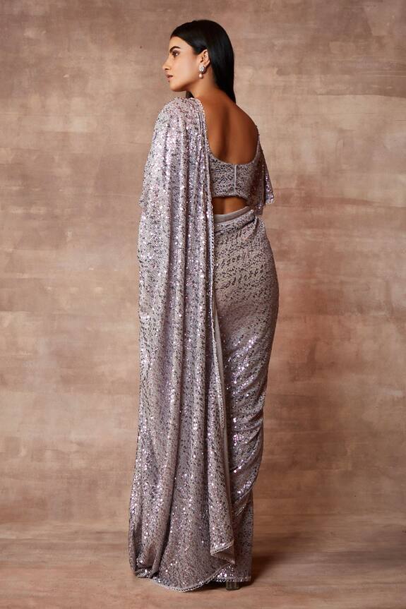 Neeta Lulla Grey Tulle Starlight Sequin Embellished Saree With Blouse 2