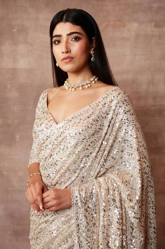 Neeta Lulla White Tulle Stardust Sequin Embellished Saree With Blouse 4