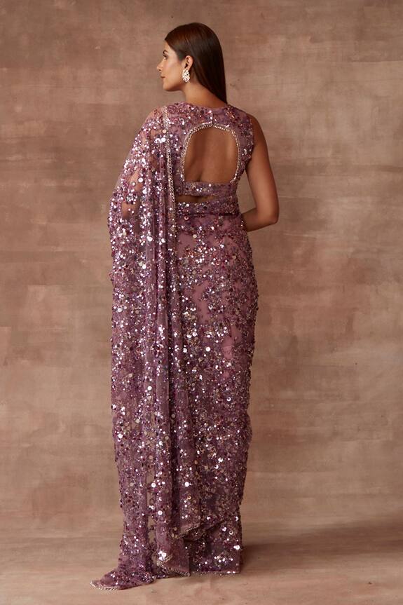 Neeta Lulla Purple Tulle Twilight Sequin Embellished Saree With Blouse 2
