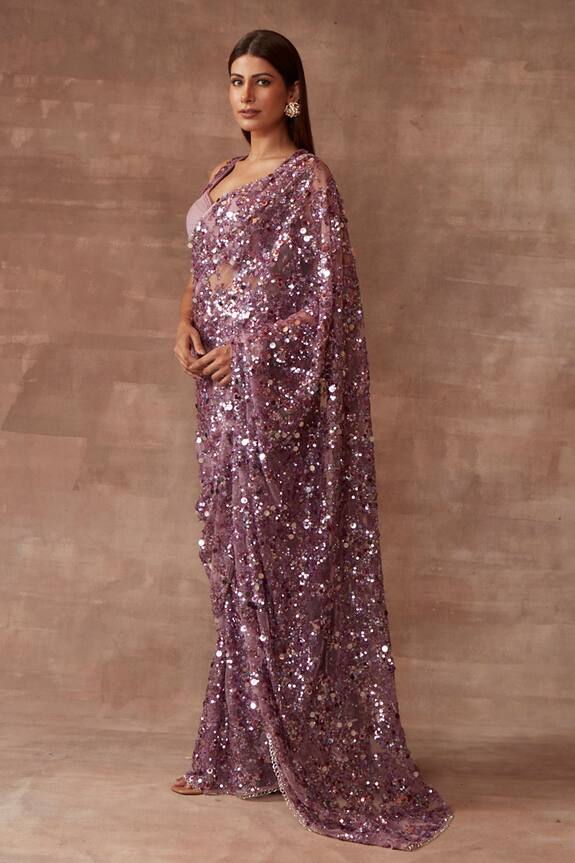 Neeta Lulla Purple Tulle Twilight Sequin Embellished Saree With Blouse 3