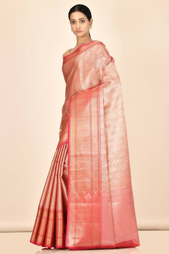 Nazaakat by Samara Singh Peach Banarasi Tissue Silk Saree 3