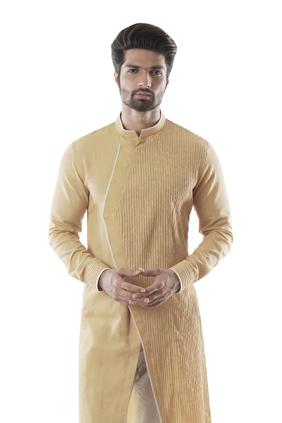 Paarsh Yellow Linen Cotton Kurta Set 0