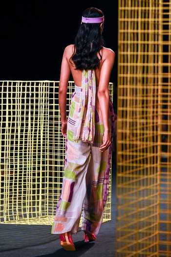 RFSS1015 - Pure Chiffon Geometric Print Jump Suit with Noodle Straps main image 1