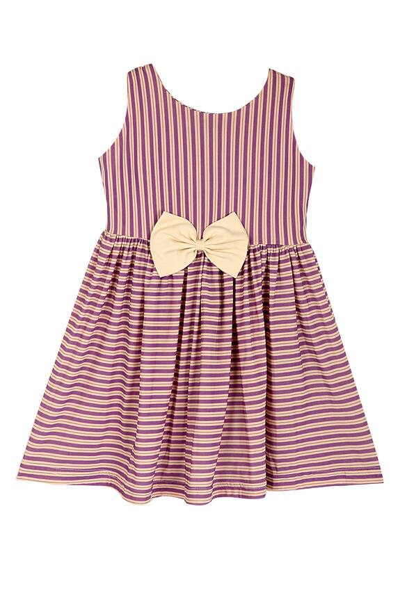 PWN Purple Striped Dress For Girls 0