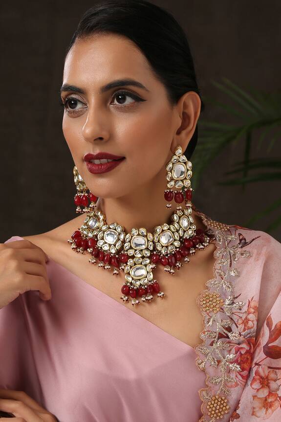 Buy Paisley Pop Polki Kundan Pendant Choker Jewellery Set Online Aza