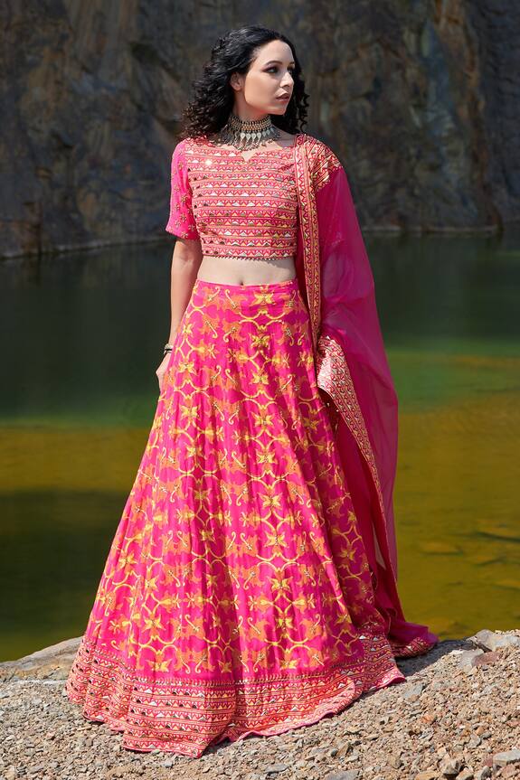 Pooja Rajgarhia Gupta Pink Georgette Embellished Lehenga Set 2