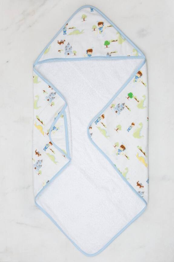 Little West Street White Adventures Of A Prince Organic Muslin Hooded Towel For Bath 0