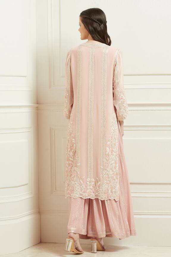 Ranna Gill Pink Viscose Georgette Embroidered Tunic 2