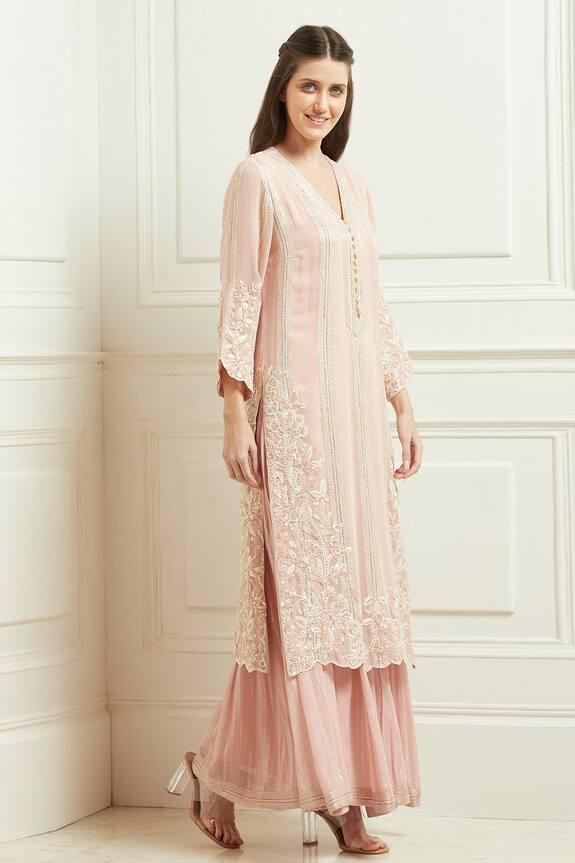 Ranna Gill Pink Viscose Georgette Embroidered Tunic 3