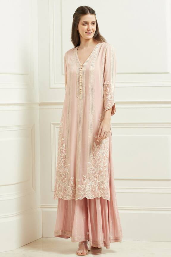 Ranna Gill Pink Viscose Georgette Embroidered Tunic 5