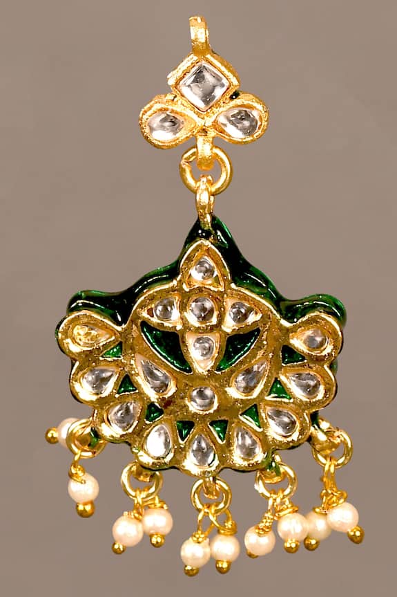 Nayaab by Aleezeh Beaded Kundan Pendant Necklace Jewellery Set 5