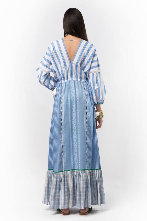 Rara Avis Blue Cotton Seaside Palm Long Dress 2