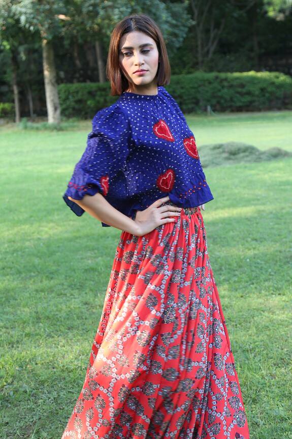Rina Dhaka Red Printed Lehenga Skirt 2
