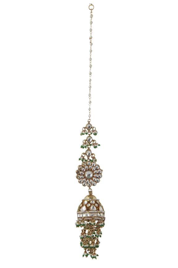 Riana Jewellery Ear Chain Floral Bead Jhumka Earrings 3