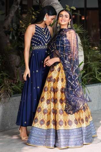 Rashika Sharma's black printed georgette MEESHA Lehenga with hand embroidred Chiffon Blouse - Rent