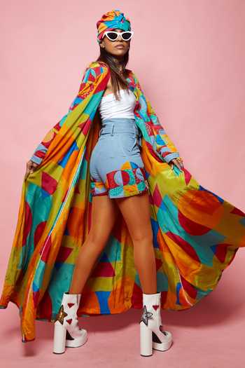 Buy Eshaa Amiin Multi Color Crepe Geometric Pattern Jacket Online | Aza ...