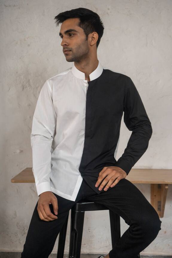 Armen & Co White Cotton Colorblock Full Sleeve Shirt 3