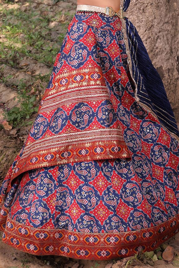 Aditi Gupta Blue Silk Banarasi Lehenga Set 4