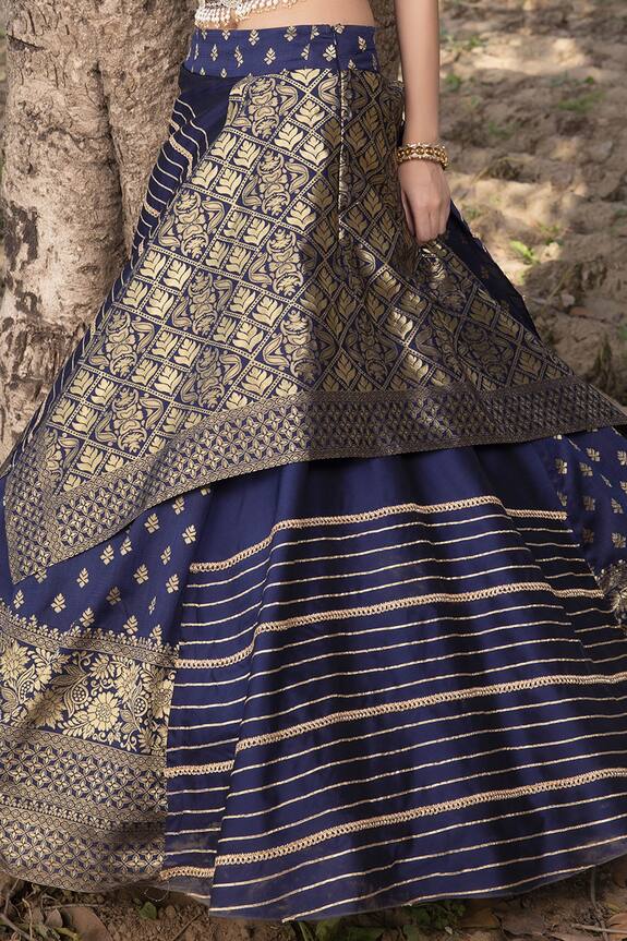 Aditi Gupta Blue Woven Banarasi Silk Lehenga Set 5