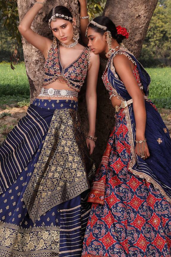 Aditi Gupta Blue Woven Banarasi Silk Lehenga Set 6