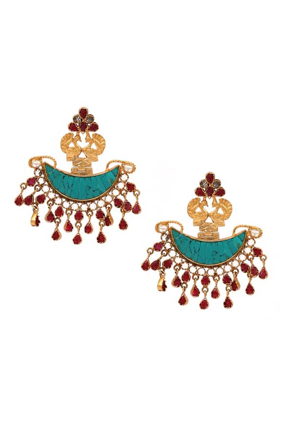 Sangeeta Boochra Peacock Top Chandbali Earrings 1
