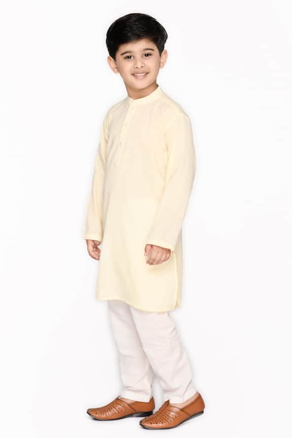 Saka Designs Yellow Cotton Striped Kurta And Pant Set For Boys 4