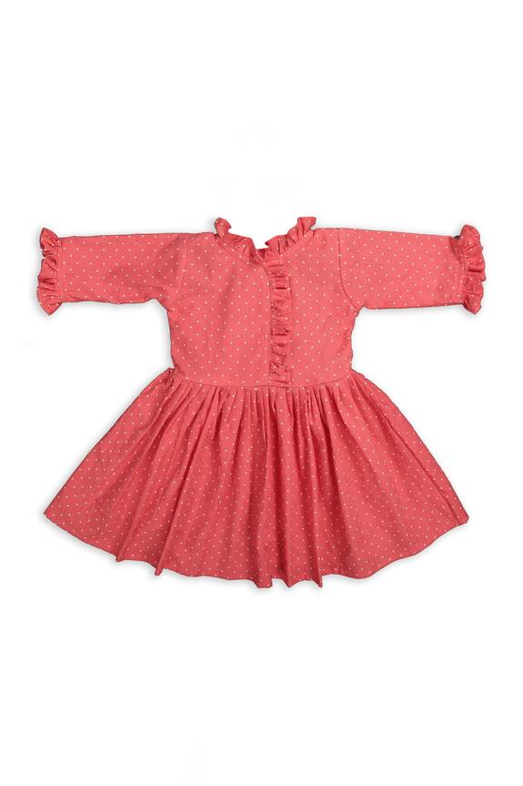 Champscloset Pink Polka Dot Print Dress For Girls 0