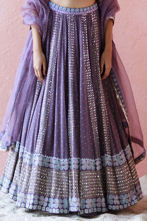 Surbhi Gupta Purple Cotton Silk Printed Lehenga Set 6