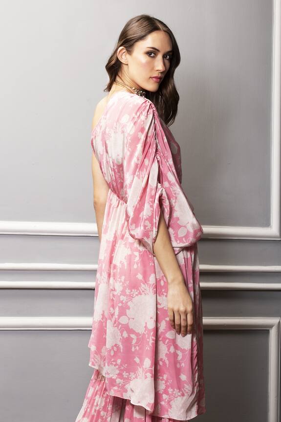 Buy_Sakshi Girri_Pink Crepe Floral Print Tunic And Sharara Set_Online_at_Aza_Fashions