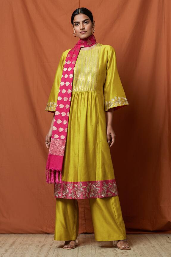 Buy Namrata Joshipura Yellow Silk Kurta And Pant Set Online Aza Fashions
